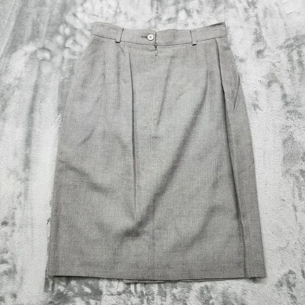 Vintage Liz Claiborne Skirt‎ Womens 4 Gray Pencil Wrap Lined Office Back Zip 70s